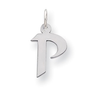 Sterling Silver Small Artisan Block Initial P Charm