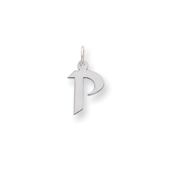 Sterling Silver Small Artisan Block Initial P Charm