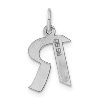 Sterling Silver Small Artisan Block Initial R Charm view 4
