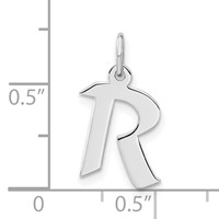 Sterling Silver Small Artisan Block Initial R Charm view 3