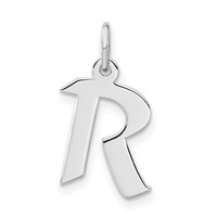 Sterling Silver Small Artisan Block Initial R Charm view 1