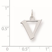Sterling Silver Small Artisan Block Initial V Charm view 2