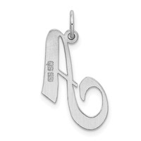 Sterling Silver Rhodium-plated Fancy Script Letter a Initial Charm view 3