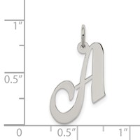 Sterling Silver Rhodium-plated Fancy Script Letter a Initial Charm view 4