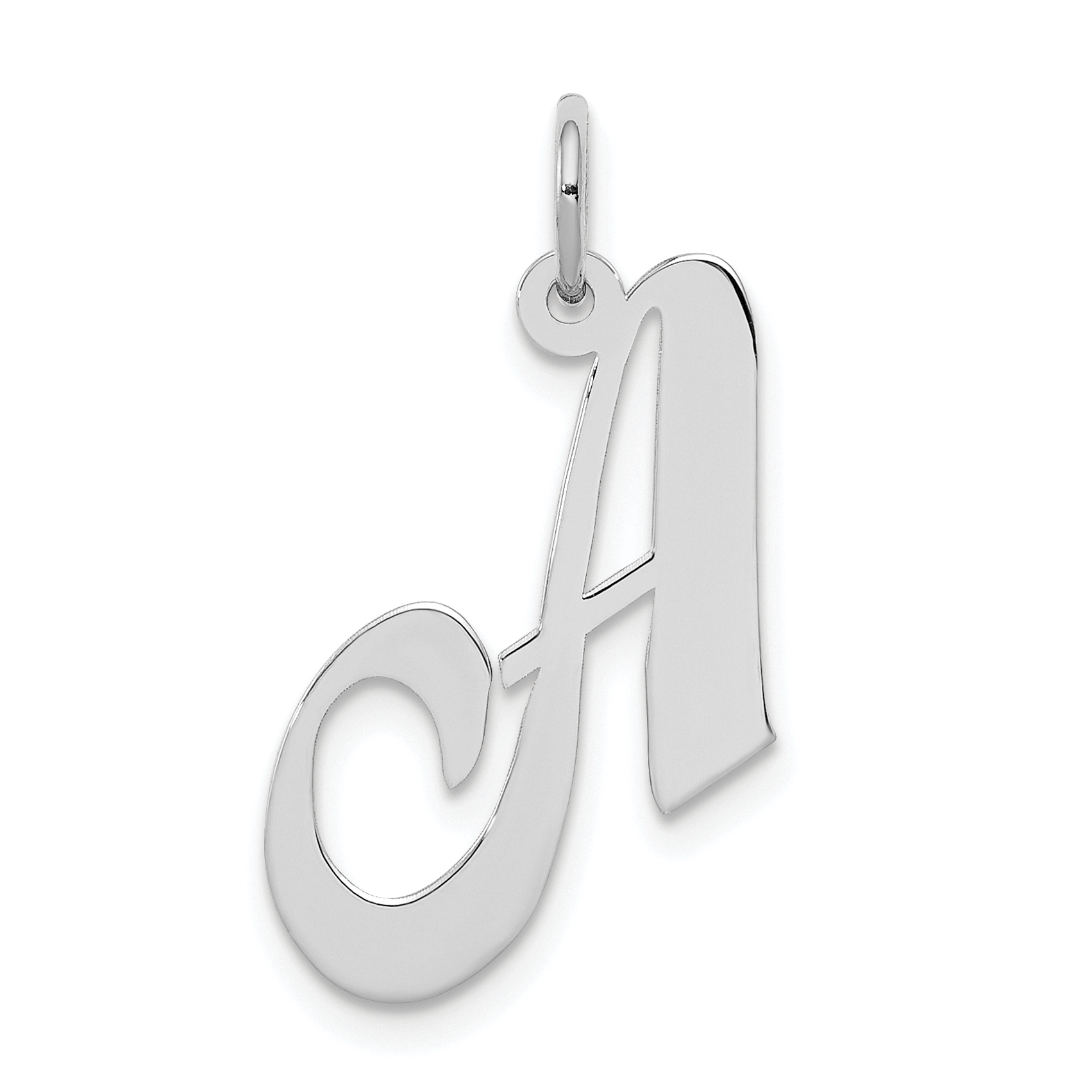 Sterling Silver Rhodium-plated Fancy Script Letter A Initial Charm (QC5088A)