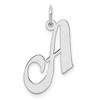 Sterling Silver Rhodium-plated Fancy Script Letter a Initial Charm view 1