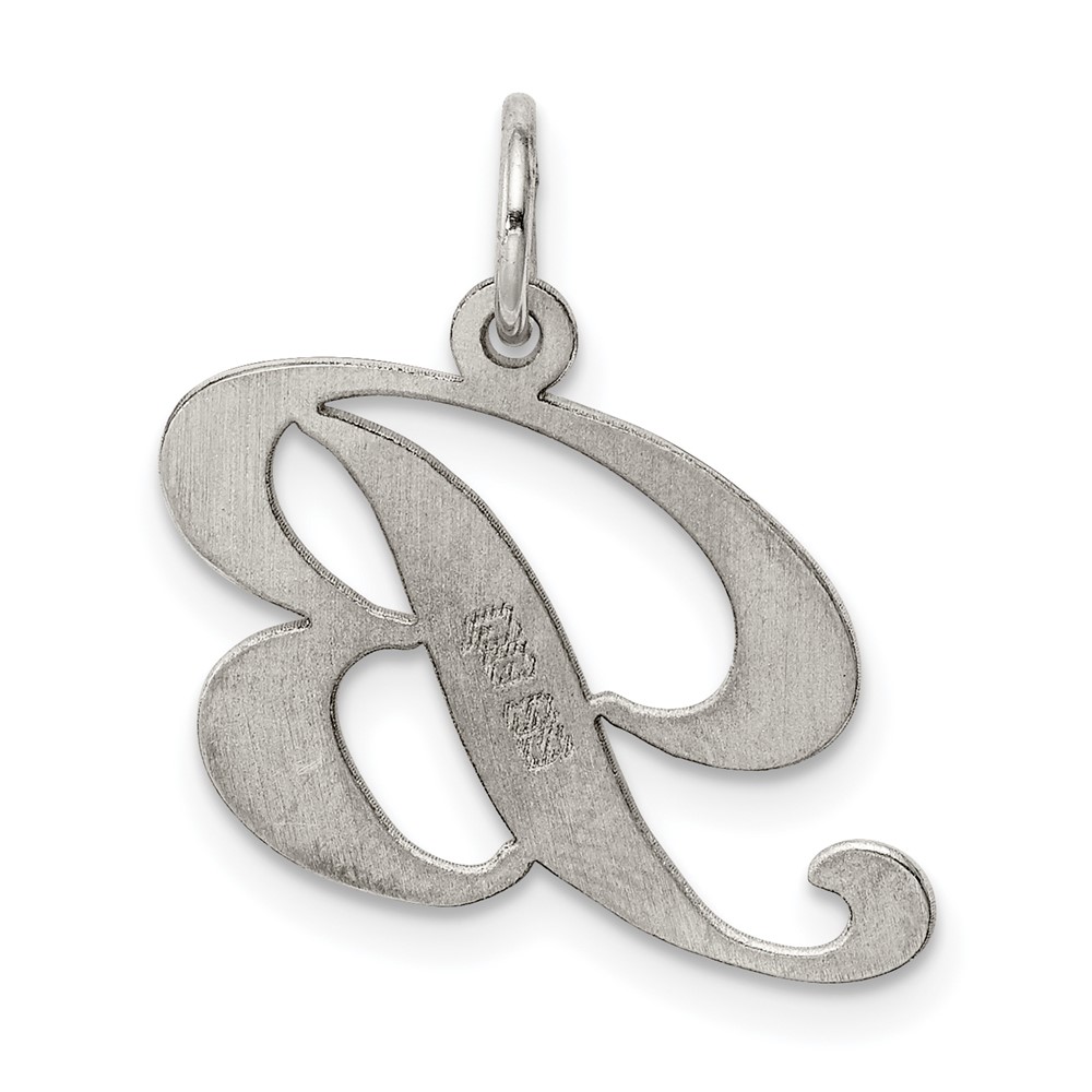 Sterling Silver Rhodium-plated Fancy Script Letter B Initial Charm (QC5088B)