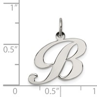 Sterling Silver Rhodium-plated Fancy Script Letter B Initial Charm view 3