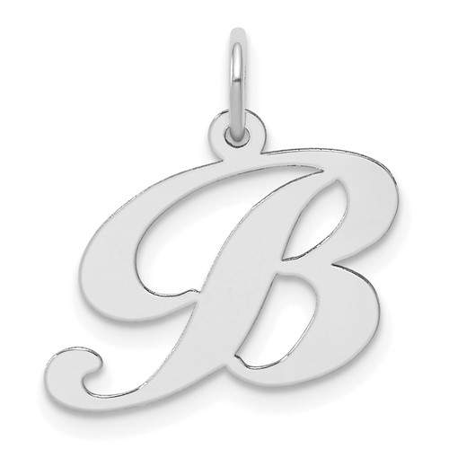 Sterling Silver Rhodium-plated Fancy Script Letter B Initial Charm