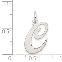 Sterling Silver Rhodium-plated Fancy Script Letter C Initial Charm view 4