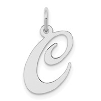 Sterling Silver Rhodium-plated Fancy Script Letter C Initial Charm view 1