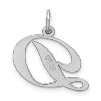Sterling Silver Rhodium-plated Fancy Script Letter D Initial Charm view 3