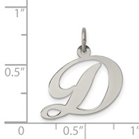 Sterling Silver Rhodium-plated Fancy Script Letter D Initial Charm view 4