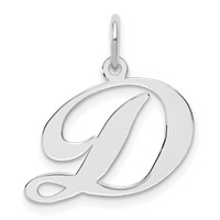 Sterling Silver Rhodium-plated Fancy Script Letter D Initial Charm view 1