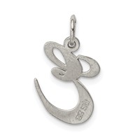 Sterling Silver Rhodium-plated Fancy Script Letter E Initial Charm view 4