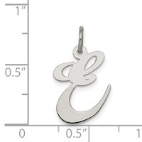 Sterling Silver Rhodium-plated Fancy Script Letter E Initial Charm view 3