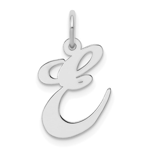 Sterling Silver Rhodium-plated Fancy Script Letter E Initial Charm