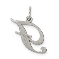 Sterling Silver Rhodium-plated Fancy Script Letter F Initial Charm view 4