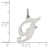 Sterling Silver Rhodium-plated Fancy Script Letter F Initial Charm view 3