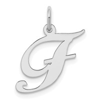 Sterling Silver Rhodium-plated Fancy Script Letter F Initial Charm view 1