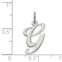 Sterling Silver Rhodium-plated Fancy Script Letter G Initial Charm view 4