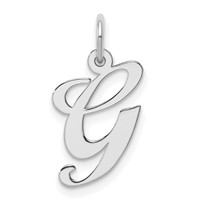 Sterling Silver Rhodium-plated Fancy Script Letter G Initial Charm view 1