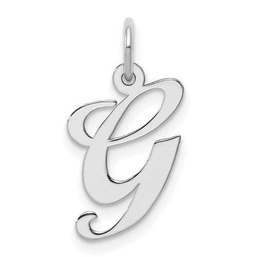 Sterling Silver Rhodium-plated Fancy Script Letter G Initial Charm