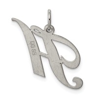 Sterling Silver Rhodium-plated Fancy Script Letter H Initial Charm view 4