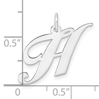 Sterling Silver Rhodium-plated Fancy Script Letter H Initial Charm view 3