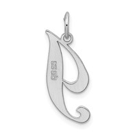 Sterling Silver Rhodium-plated Fancy Script Letter I Initial Charm view 3