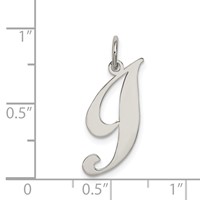 Sterling Silver Rhodium-plated Fancy Script Letter I Initial Charm view 4