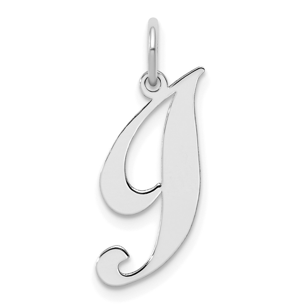 Sterling Silver Rhodium-plated Fancy Script Letter I Initial Charm