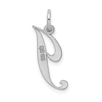 Sterling Silver Rhodium-plated Fancy Script Letter J Initial Charm view 3