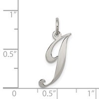 Sterling Silver Rhodium-plated Fancy Script Letter J Initial Charm view 4
