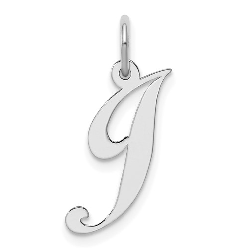 Sterling Silver Rhodium-plated Fancy Script Letter J Initial Charm
