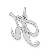 Sterling Silver Rhodium-plated Fancy Script Letter K Initial Charm view 3