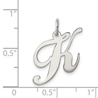 Sterling Silver Rhodium-plated Fancy Script Letter K Initial Charm view 4