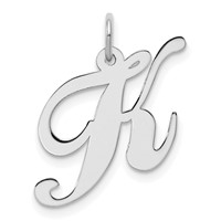 Sterling Silver Rhodium-plated Fancy Script Letter K Initial Charm view 1