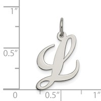 Sterling Silver Rhodium-plated Fancy Script Letter L Initial Charm view 4