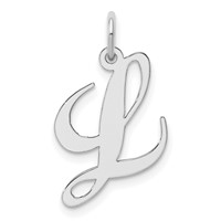 Sterling Silver Rhodium-plated Fancy Script Letter L Initial Charm view 1