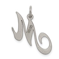 Sterling Silver Rhodium-plated Fancy Script Letter M Initial Charm view 4