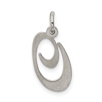 Sterling Silver Rhodium-plated Fancy Script Letter O Initial Charm view 4