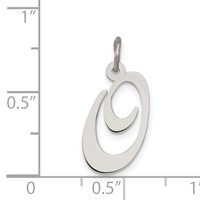 Sterling Silver Rhodium-plated Fancy Script Letter O Initial Charm view 3