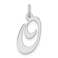 Sterling Silver Rhodium-plated Fancy Script Letter O Initial Charm view 1