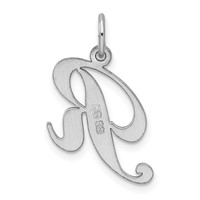 Sterling Silver Rhodium-plated Fancy Script Letter R Initial Charm view 3