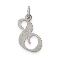 Sterling Silver Rhodium-plated Fancy Script Letter S Initial Charm view 4