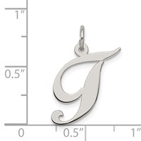 Sterling Silver Rhodium-plated Fancy Script Letter T Initial Charm view 3