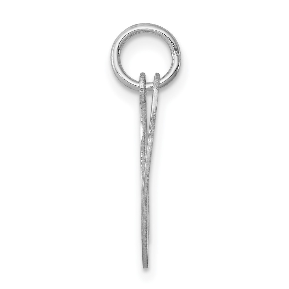 Sterling Silver Rhodium-plated Fancy Script Letter V Initial Charm (QC5088V)