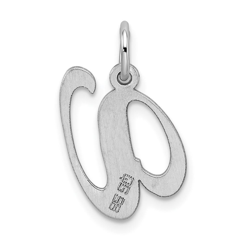 Sterling Silver Rhodium-plated Fancy Script Letter V Initial Charm (QC5088V)
