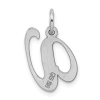 Sterling Silver Rhodium-plated Fancy Script Letter V Initial Charm view 3